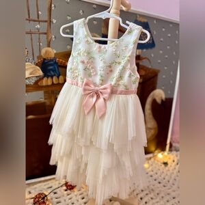 NWOT :American Princess Floral Embroidered Dress with Pink Bow